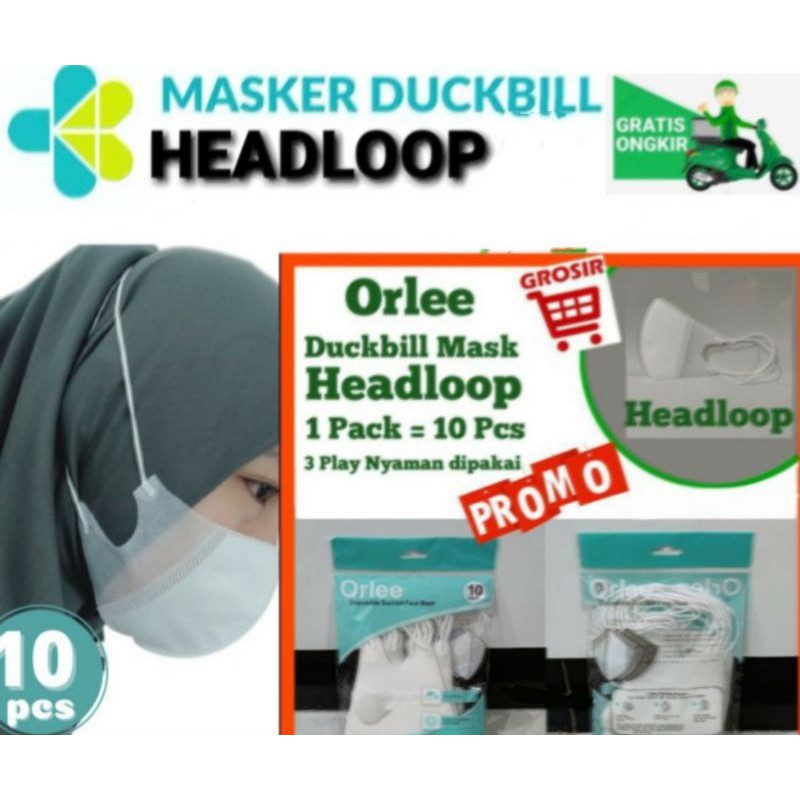 Masker Medis Duckbill Hijab Ijin Kemenkes - Masker Duckbill Headloop Surgical Mask