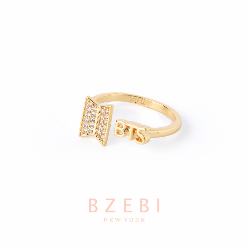 Bzebi Cincin Lapis Emas 18k Desain BTS Army Gaya Korea Dengan Kotak 900r Untuk Wanita