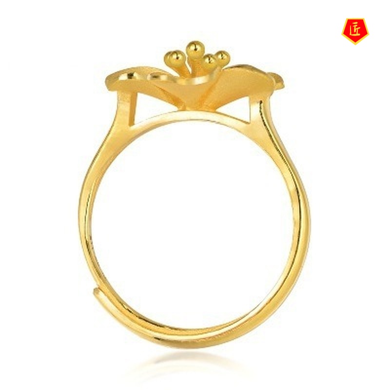 [Ready Stock]Graceful Fashionable 3D Gold Flower Ring