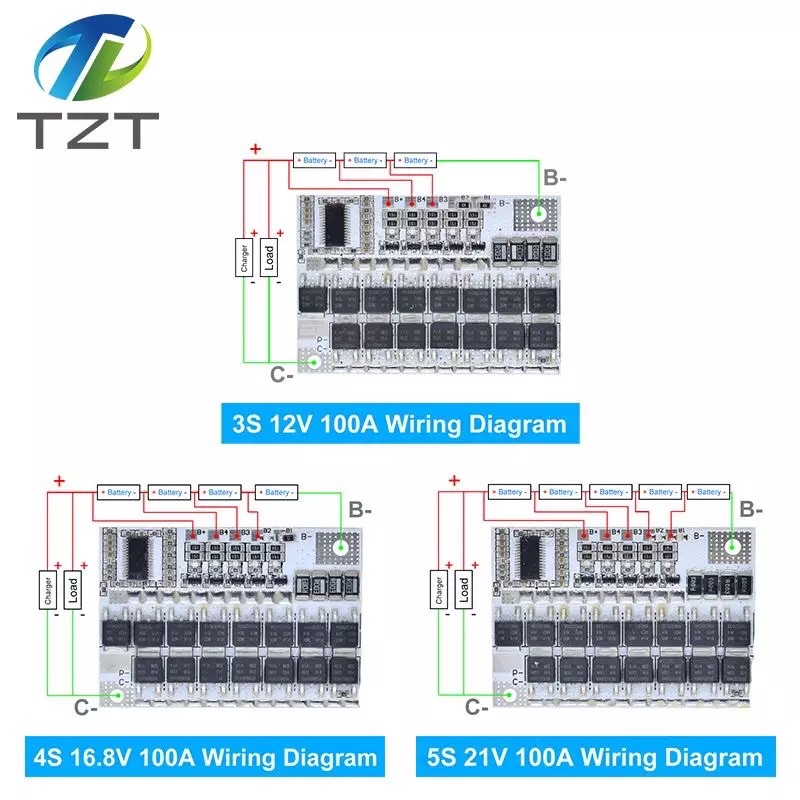 BMS 4S 100A baterai Lithium Perlindungan Sirkuit Pengisian