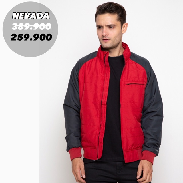 NEVADA Jaket Parasut Pria Merah Hitam