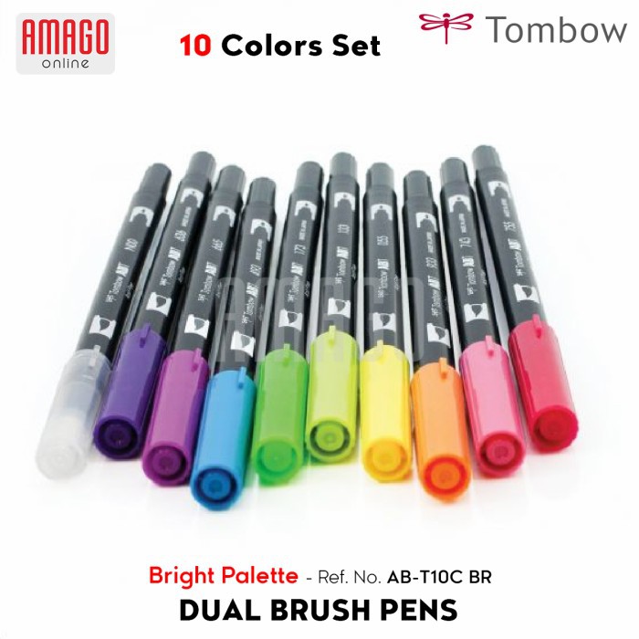 TOMBOW Dual Brush Pens - BRIGHT Palette of 10 colors - AB-T10C BR