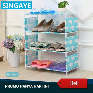 Rak Sepatu Kain Payung Holder 3 Susun 4 Tingkat Rak Buku Penyimpanan Multifungsi Shoe Rack S2 Shopee Indonesia