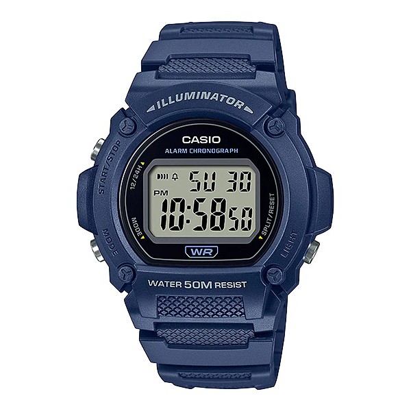 Casio General W219H-1A / W-219H-8B 2A 2A2 4A 8B Jam Tangan Pria Digital Karet Hitam