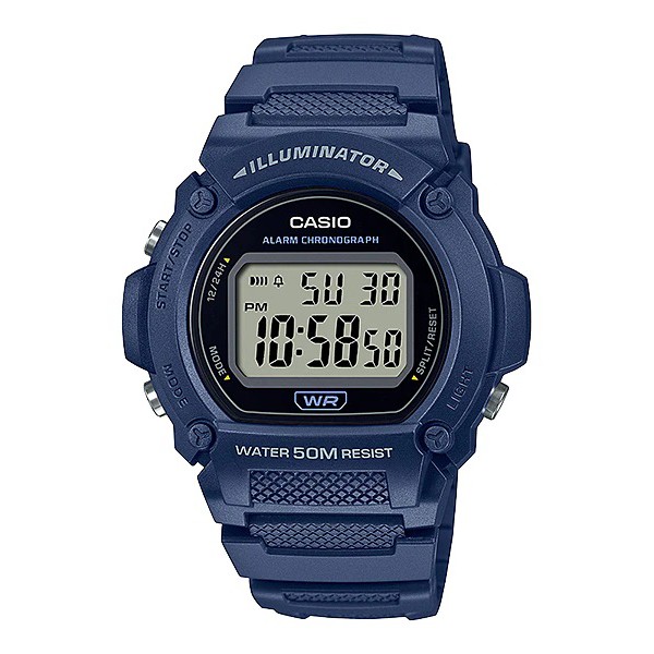 Casio Original W219H-1A / W-219H-8B 2A 2A2 4A 8B Jam Tangan Pria Digital Karet Hitam