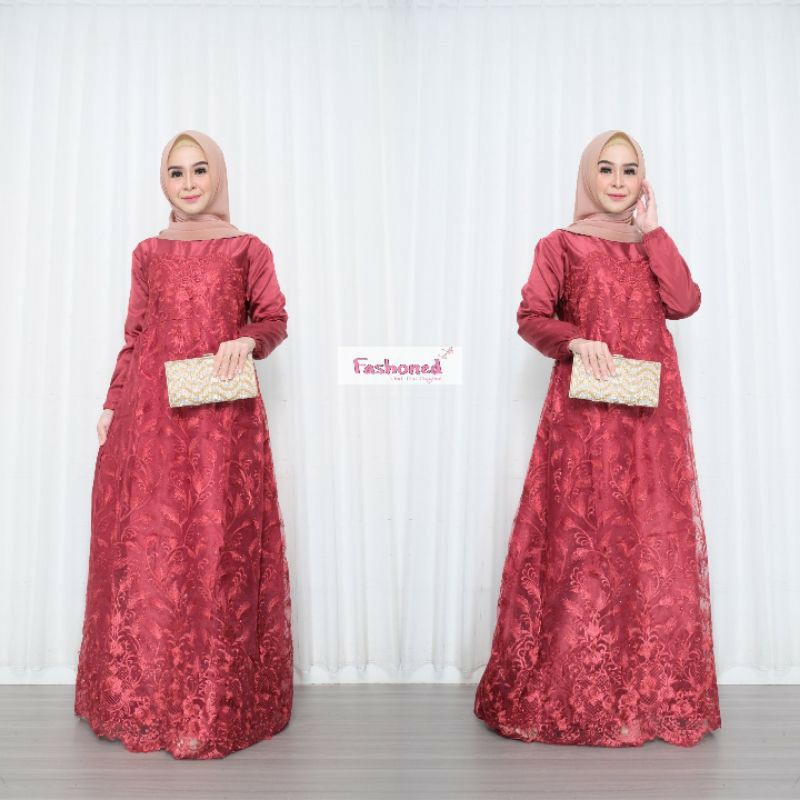 Best Seller!!! New Arrival ! KEBAYA GAMIS BUSUI FARASAYA BROKAT MAXY DRESS WANITA MUSLIM VELVET MODERN