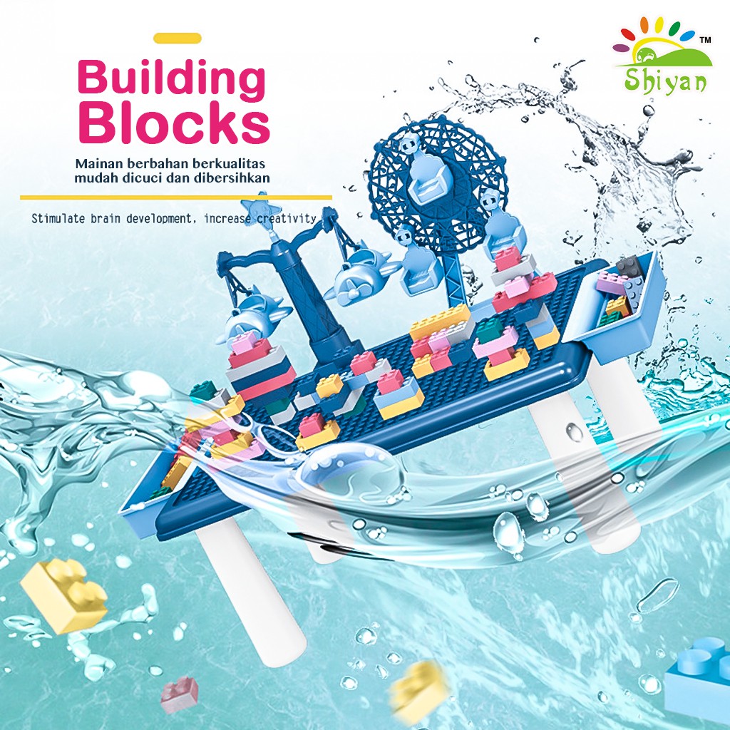 [Shiyan] Mainan edukasi anak / mainan blok 69 pcs puzzle blocks set with mini table set