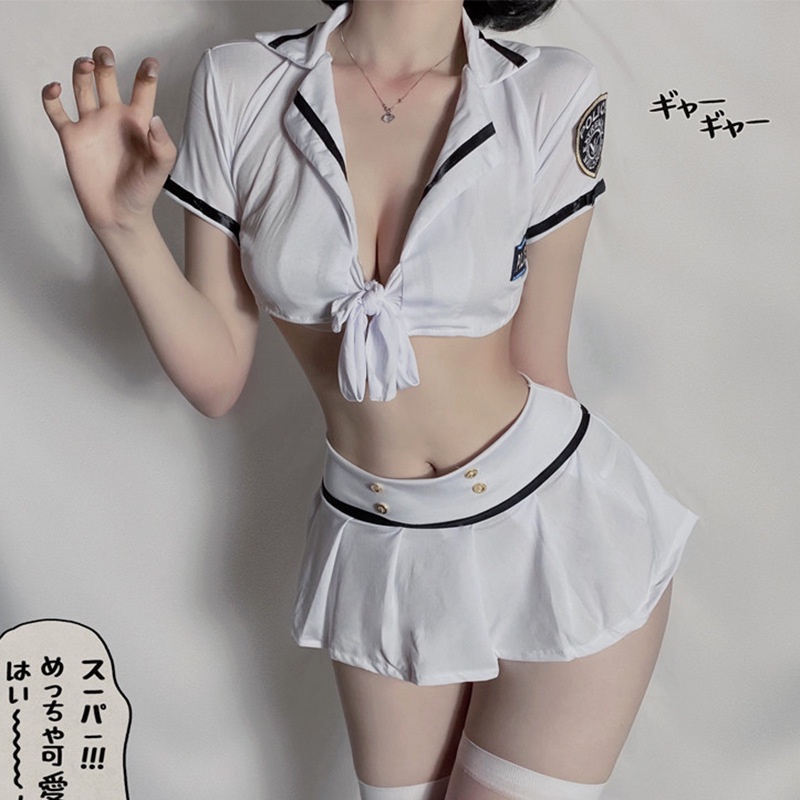 Cosplay Seragam Lingerie Sexy Seragam Pakaian dalam Leher V Rok Mini Set Lingerie 3A198