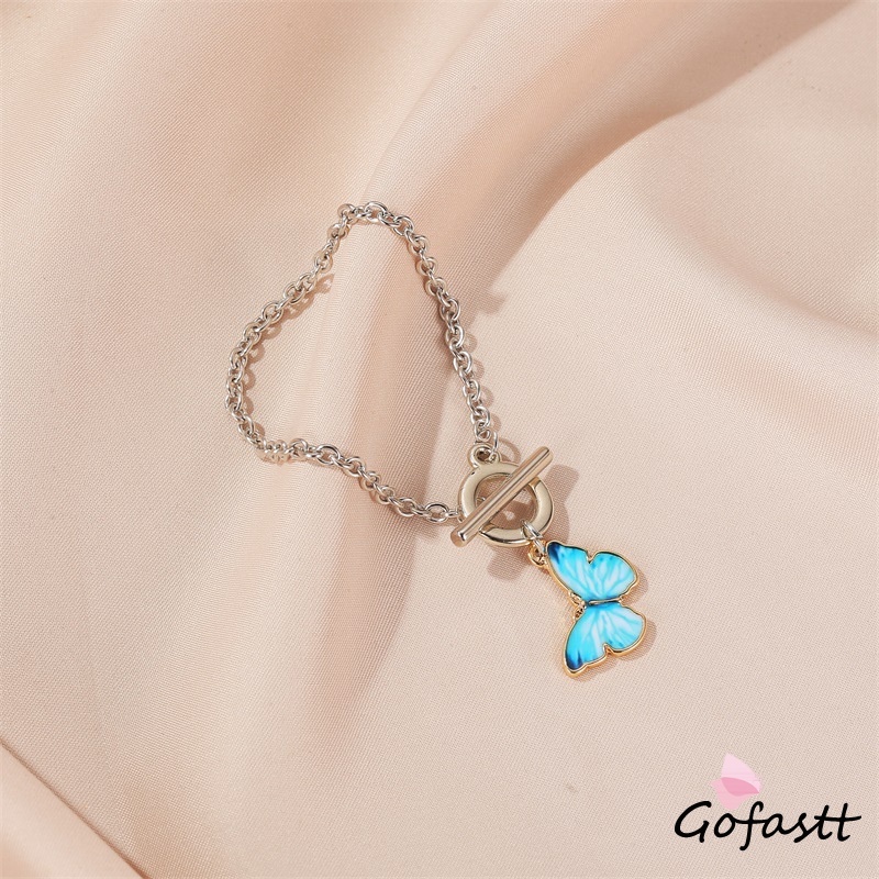 【CHECKOUT RP100】Gelang Kupu-kupu Biru Gelang Rantai Gerhana Aksesori Busana Wanita Korea G-2