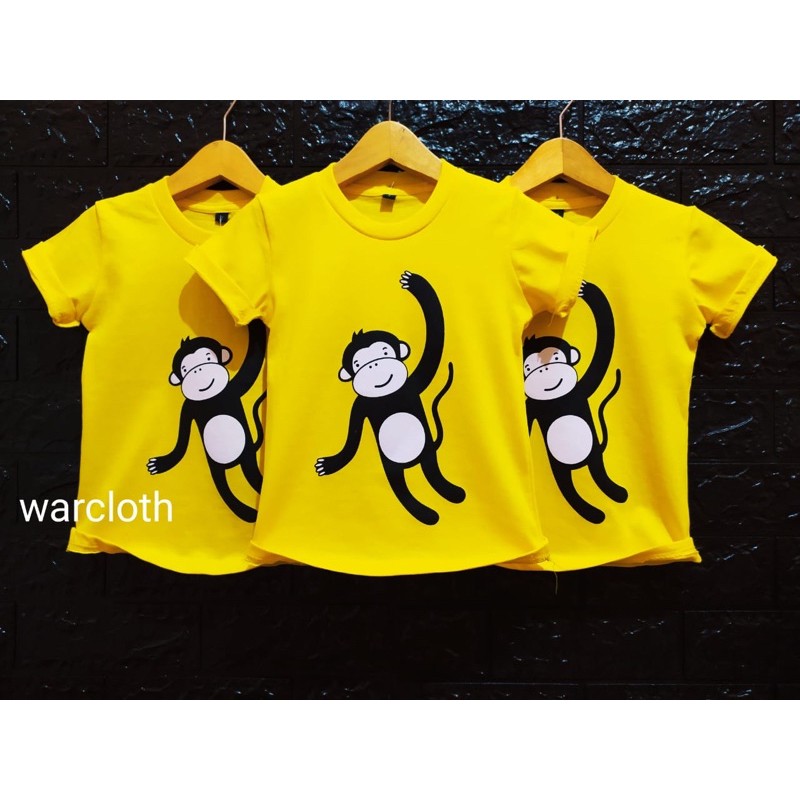 Baju Bayi Motif Monyet Kuning Kualitas Bahan Distro Termurah - bahan adem - anak umur 1-8 Tahun Real Pict