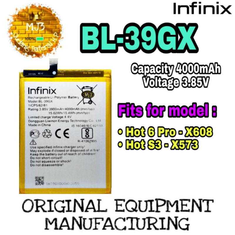 Baterai Infinix BL-39GX Hot S3 X573 Hot 6 pro X608 BL 39GX BL39GX battery batre bat