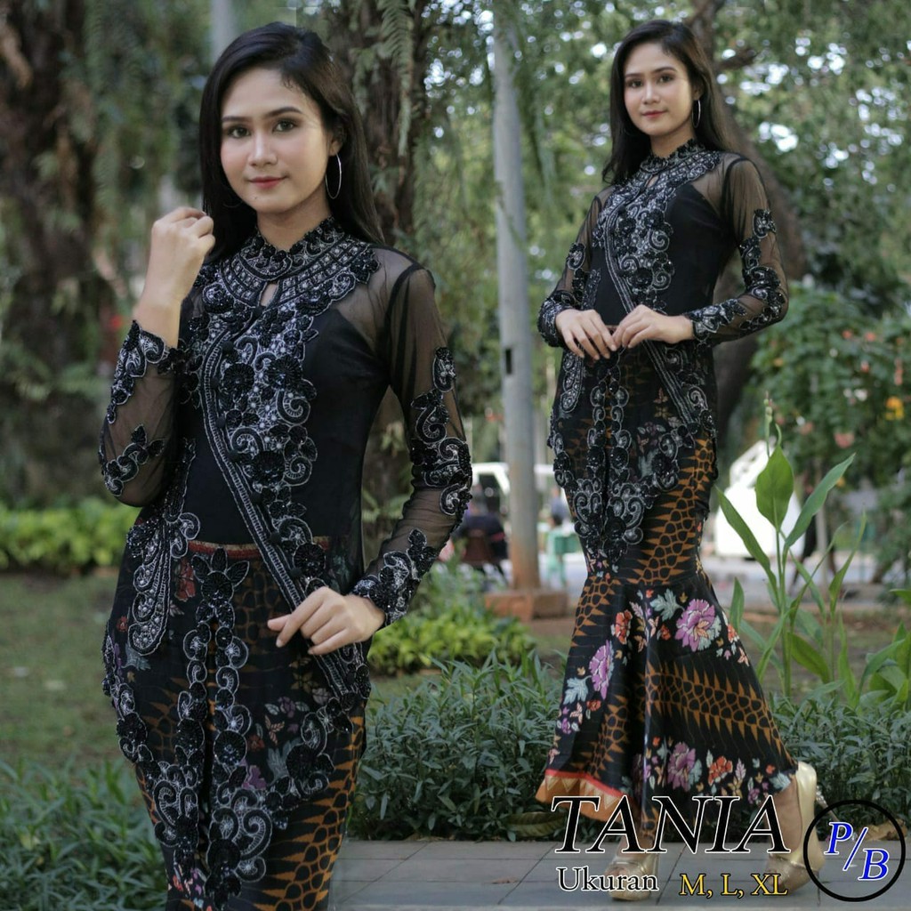 Setelan Kebaya Modern Payet Tania Maroon Dan Waran Lain