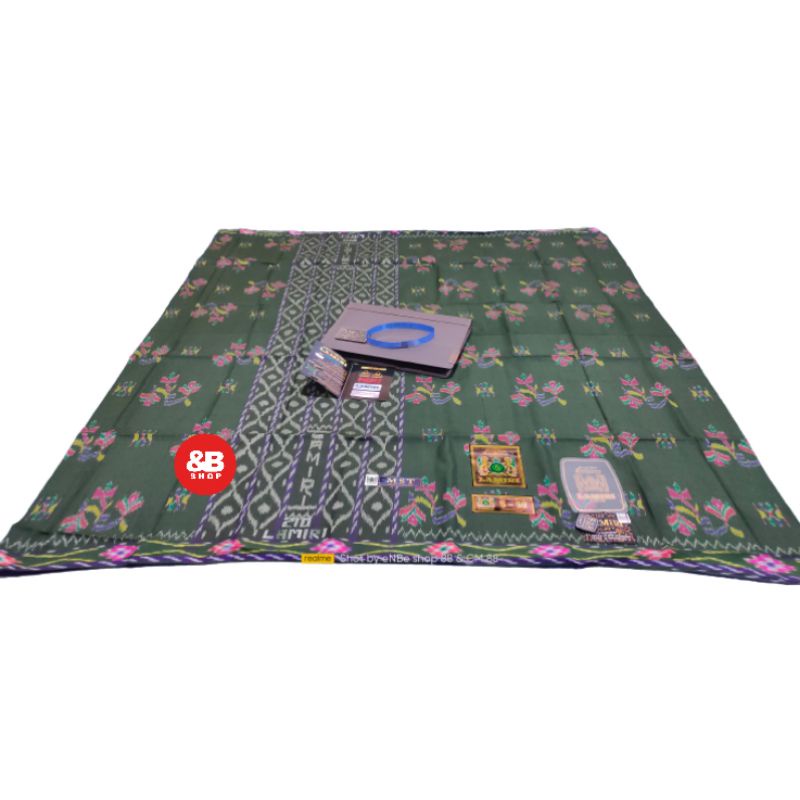 sarung lamiri S90 original full sutra MST kembang hijau botol lumut