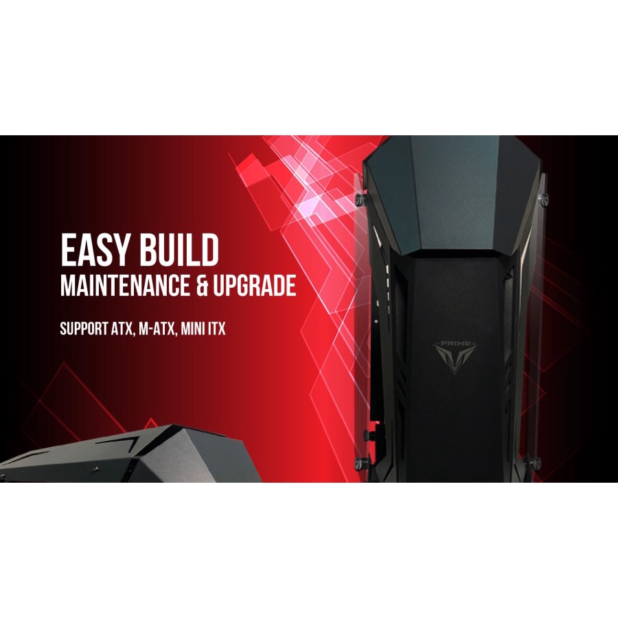 PRIME T-[X] BLACK - ALUMUNIUM GAMING CASE - DUAL SIDE TEMPERED GLASS