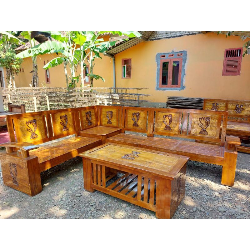 Kursi Sudut Jati | Kursi Tamu Kayu | Kursi Tamu Jati