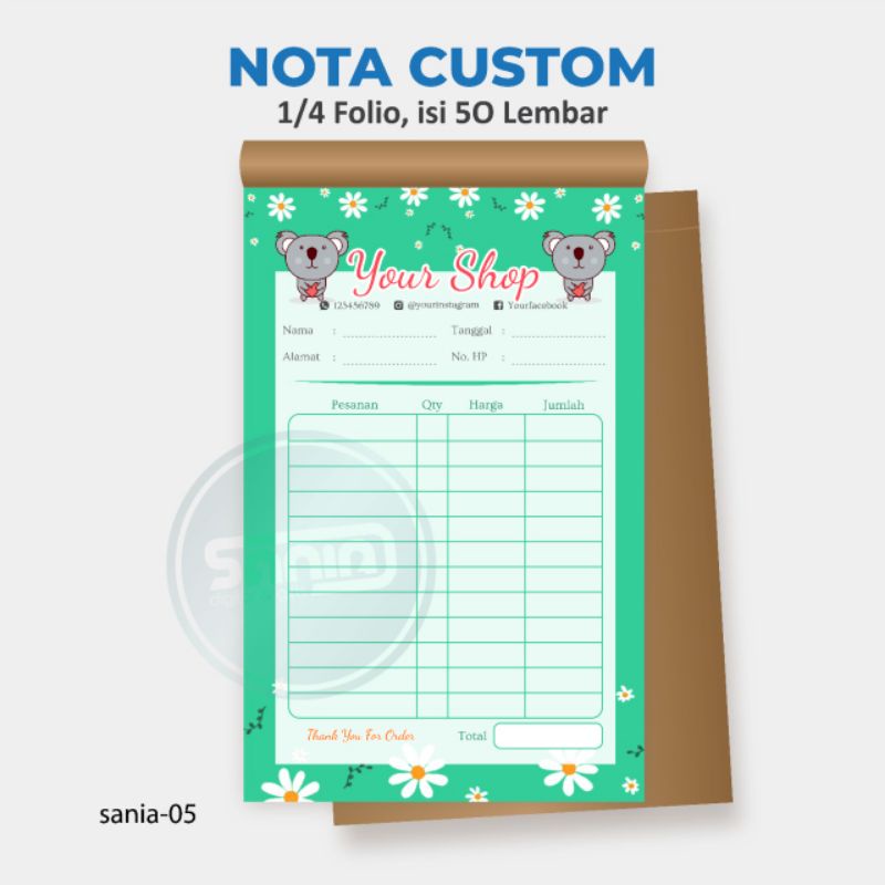 

NOTA CUSTOM ECERAN MURAH Sania 05