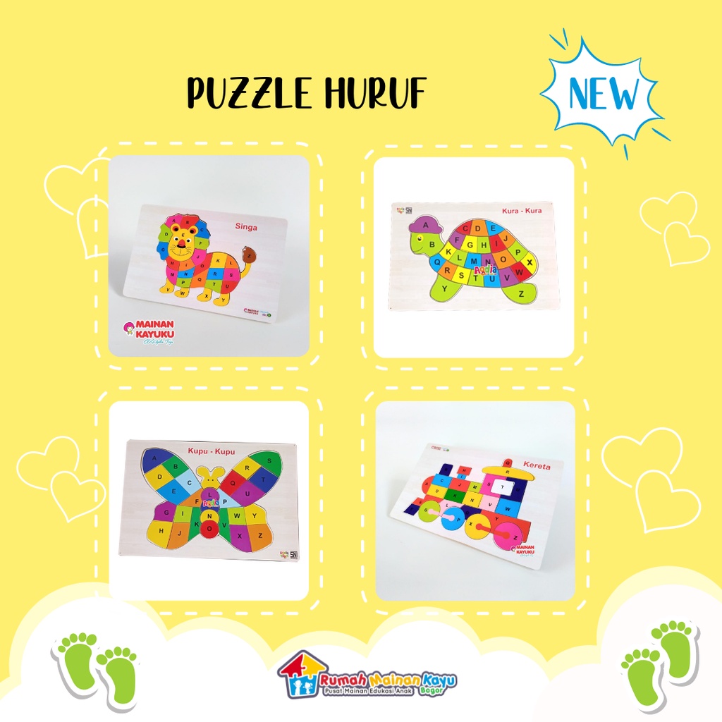 Puzzle Huruf Abjad Mainan Edukasi Anak Kayu Montessori