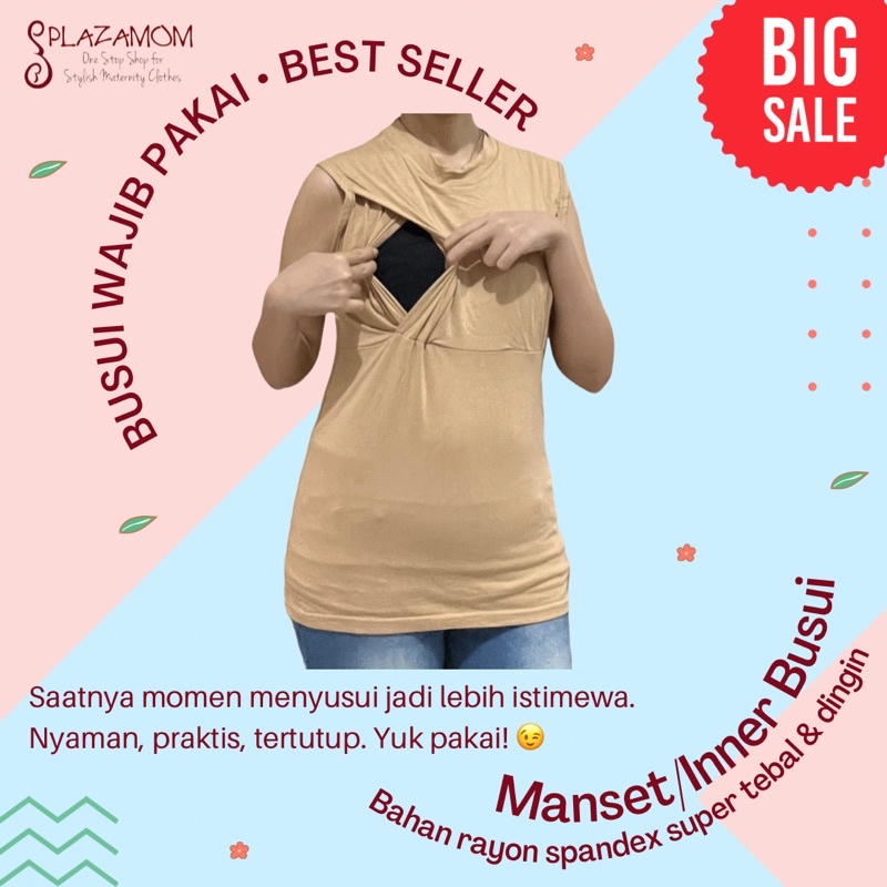 MANSET MENYUSUI TANPA LENGAN / TANKTOP BUSUI - Dalaman Praktis, Nyaman, Rapi, Tertutup PTS003M