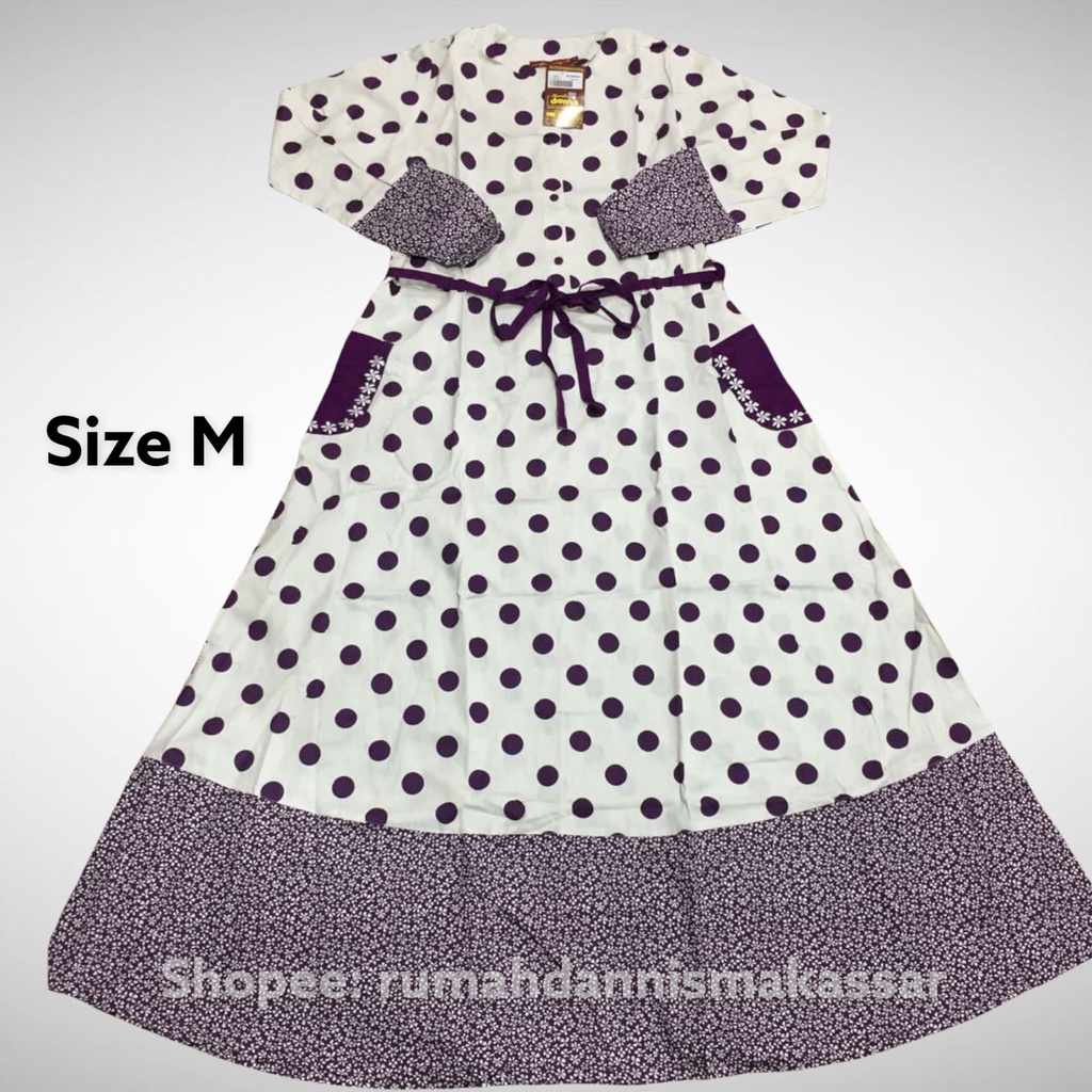 Abaya Dannis Ori Murah SALE Ungu Polkadot Size M