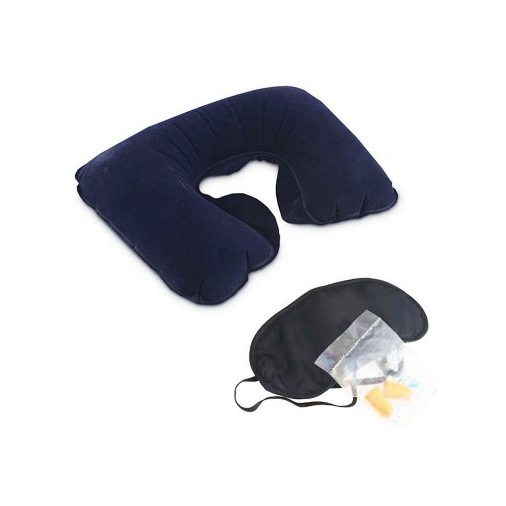 Inflatable Travel Pillow Bantal Leher Penutup Mata Telinga