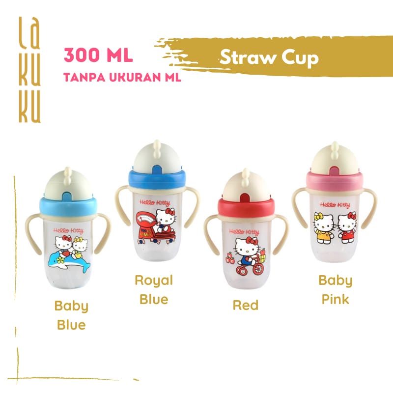 Lakuku - Lusty Bunny Botol Susu Anak Dot Slim Wide Neck Straw Cup Sedotan edisi Hello Kitty