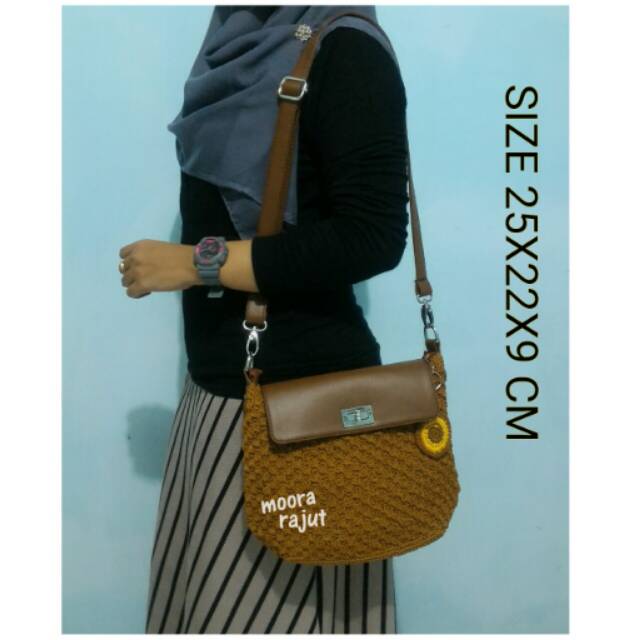 Tas rajut nilon ALEXA KUNING KUNYIT