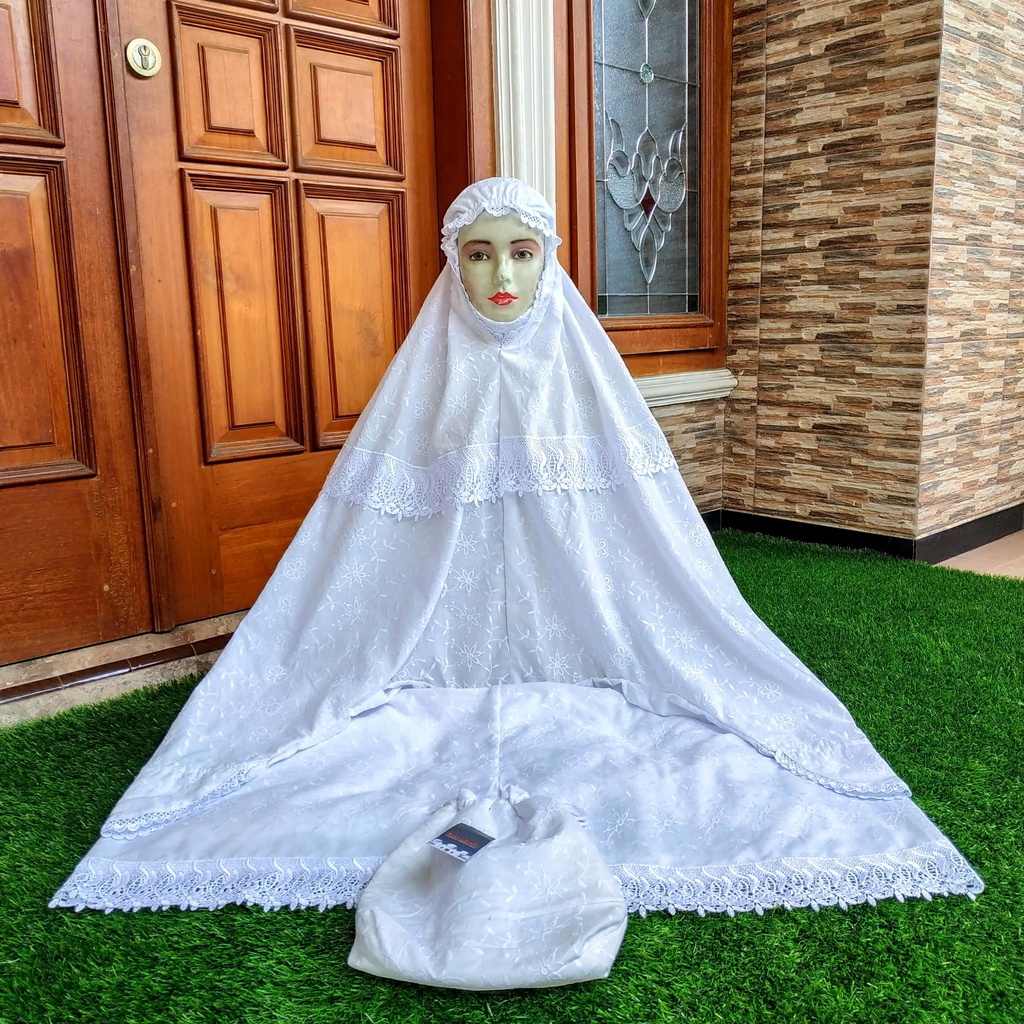 Mukena Katun Paris Putih Panjang Dewasa Remaja