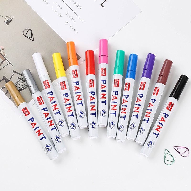 {LUCKID}12 Colors Paint Marker Pen Fade-proof Car Tyre Tire Tread CD Metal Permanent