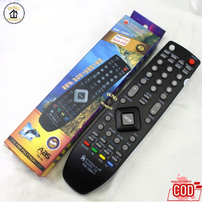 Remot / Remote POLYTRON TV MULTI LCD LED Universal RM 1888+1 tanpa setting