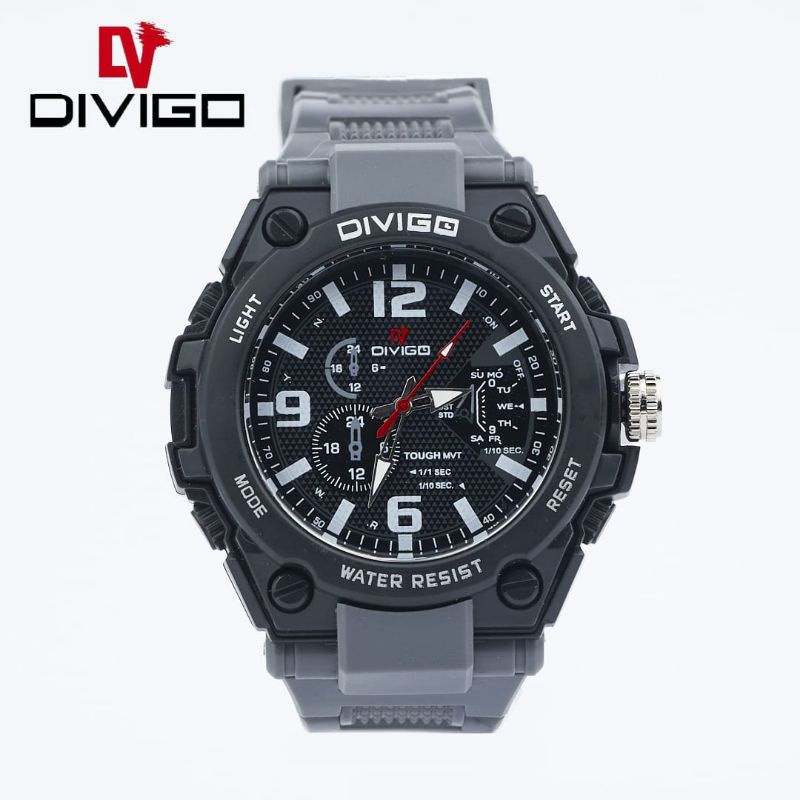 (Terima Cod)Jam Tangan Pria Divigo Tought MVT Anti Air/Water Resist Strap Rubber/Karet(Dikirim Jakarta)