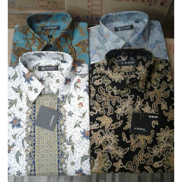 kemeja alisan batik lengan pendek