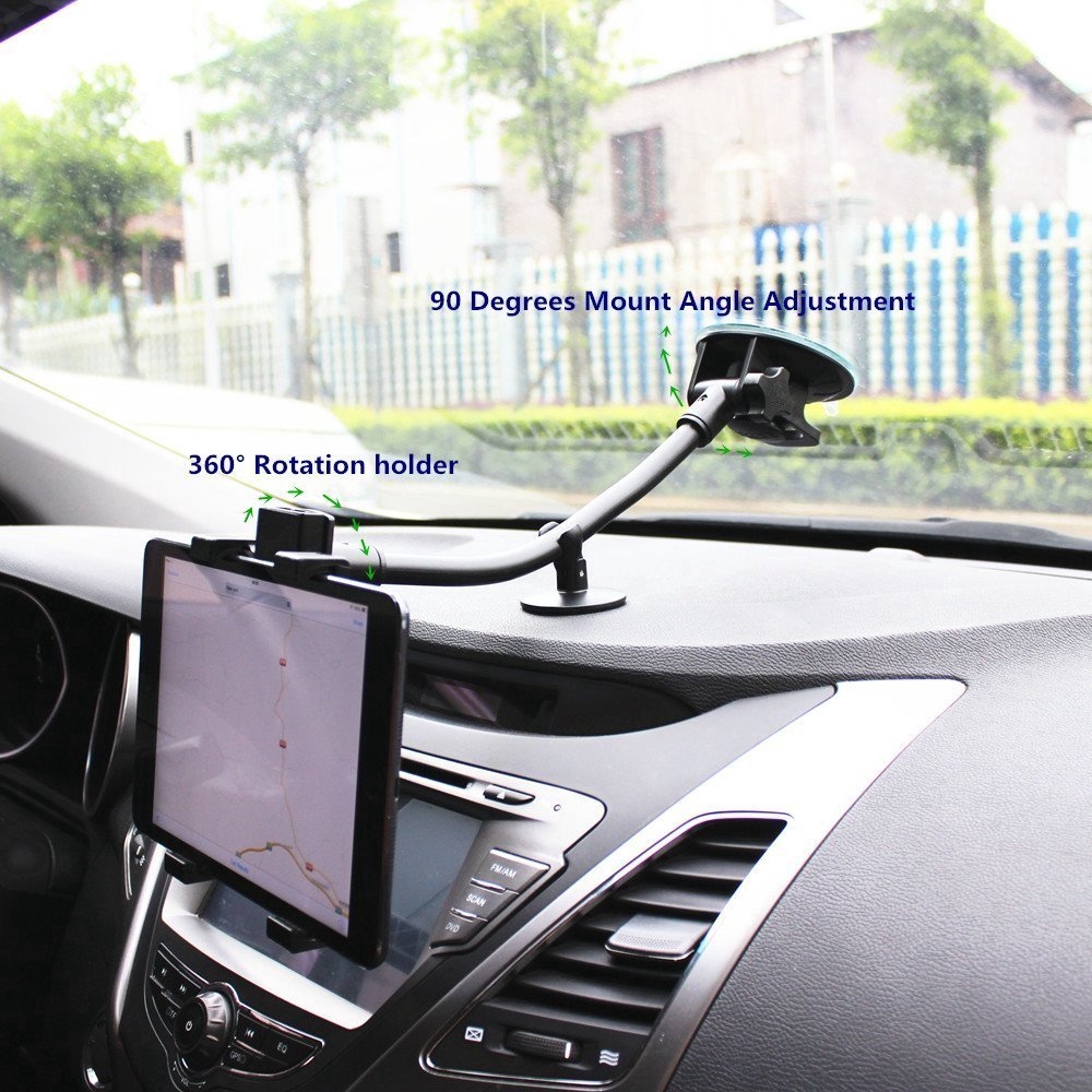 Universal Tab Car Holder Tablet Windshield Stand Mount Dudukan Penyangga Lengan Panjang Rotasi 360 Dengan Holder 5 ''&amp; 11''