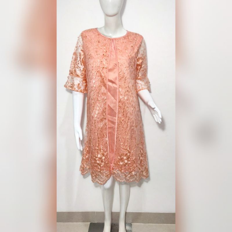 CHELINE (Allsize -XL) dress jubah pesta / dress brokat tile mote / party dress bordir mewah