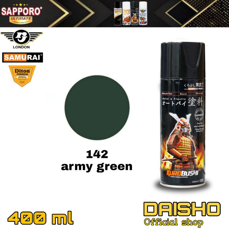 samurai paint kurobushi 400cc army green hijau tentara cat semprot spray pilok pilox pylox