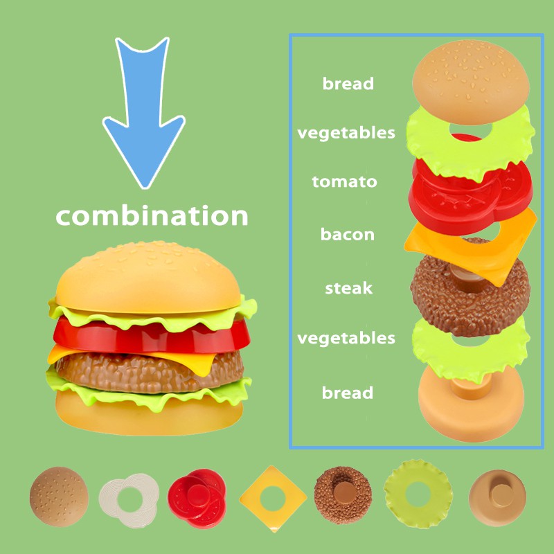 Mainan DIY Stacking Bongkar Pasang Menyusun Burger / Hotdog / Sosis