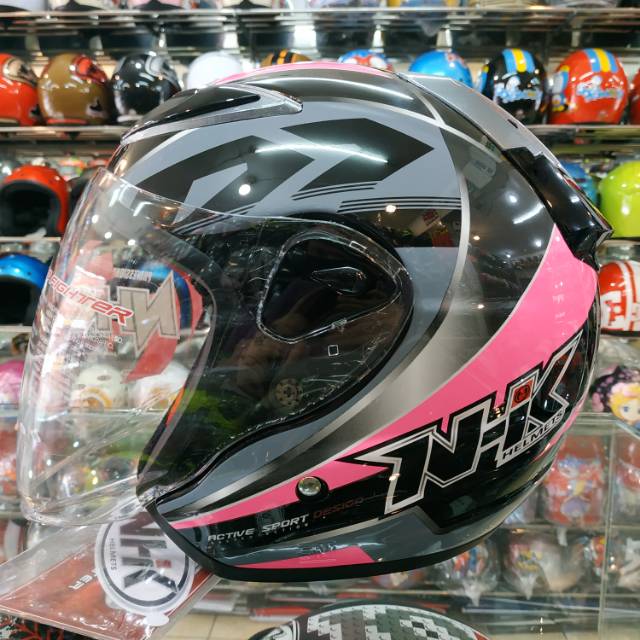 NHK R6 Uriken Pink Black Helm SNI Halfface