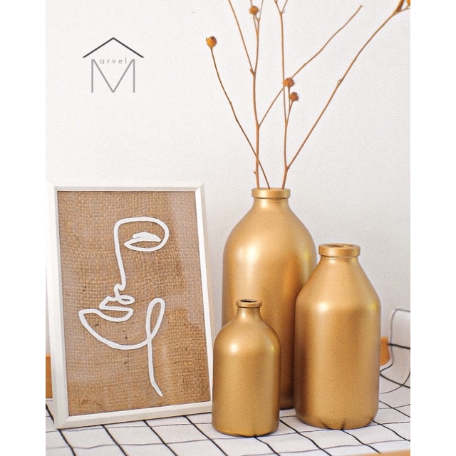 (BESAR) VAS BUNGA VINTAGE VAS AESTHETIC VAS HITAM KACA ESTETIK BOTOL VAS NORDIC SCANDINAVIAN