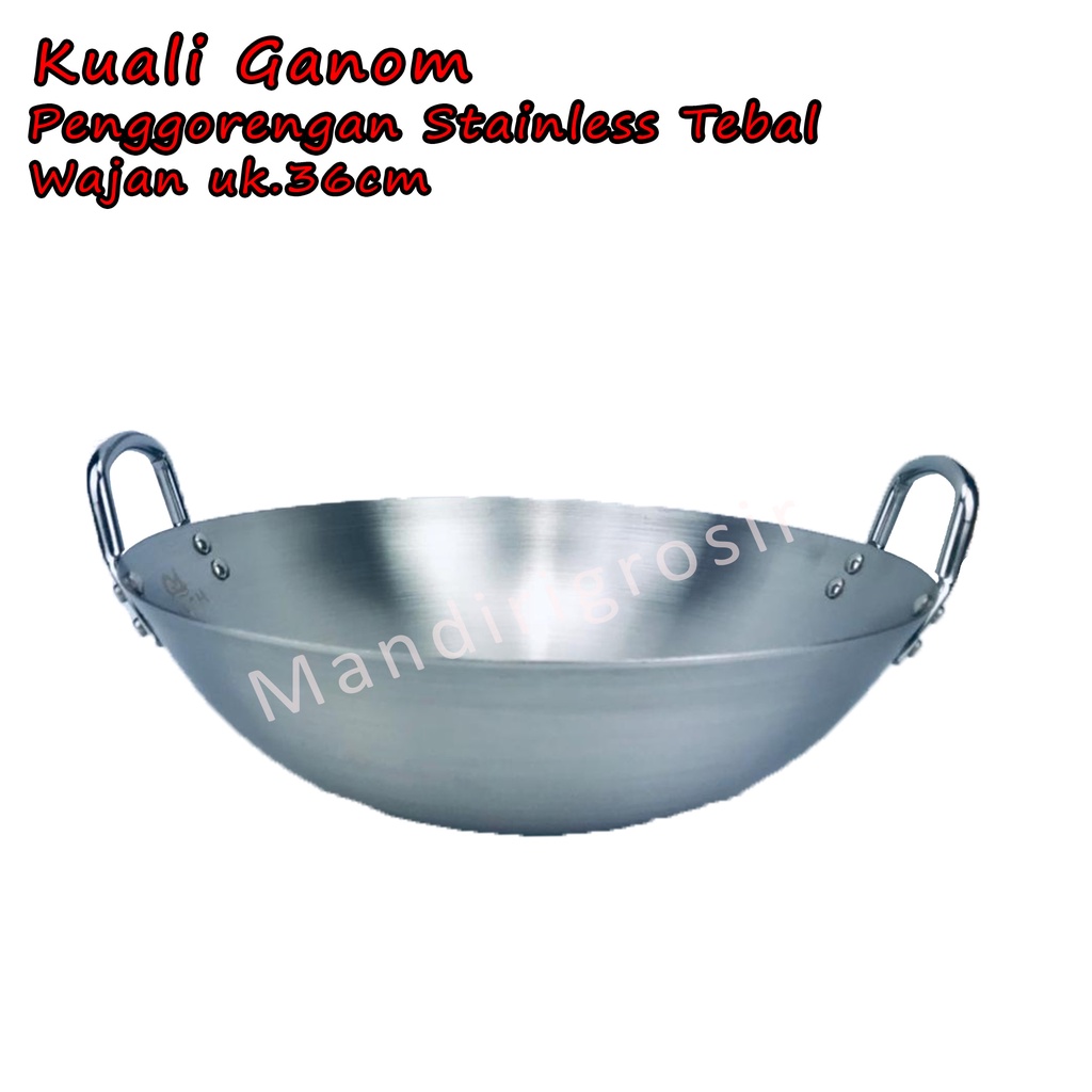 Wajan *Kuali Ganom * Penggorengan Stainless Tebal * 36cm