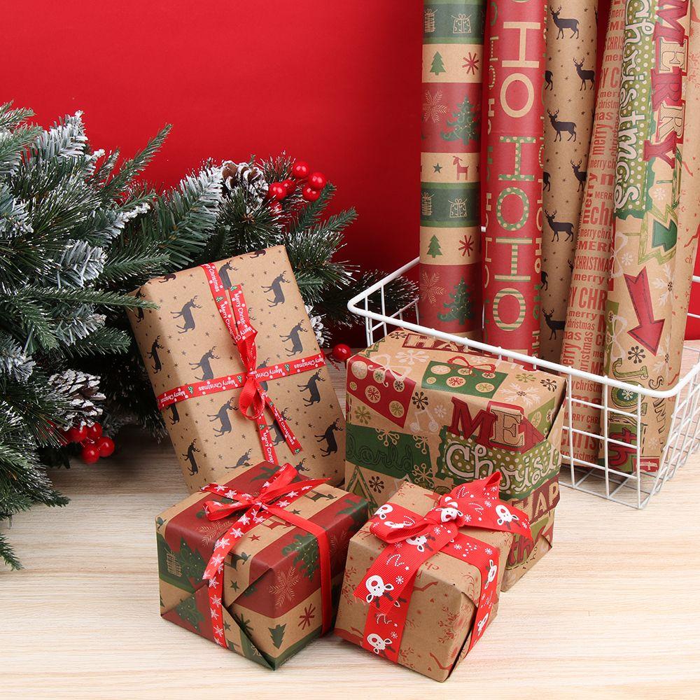 Solighter Wrapping Paper Hadir Dekorasi Tahun Baru Origami Paper DIY Craft Kraft Packing