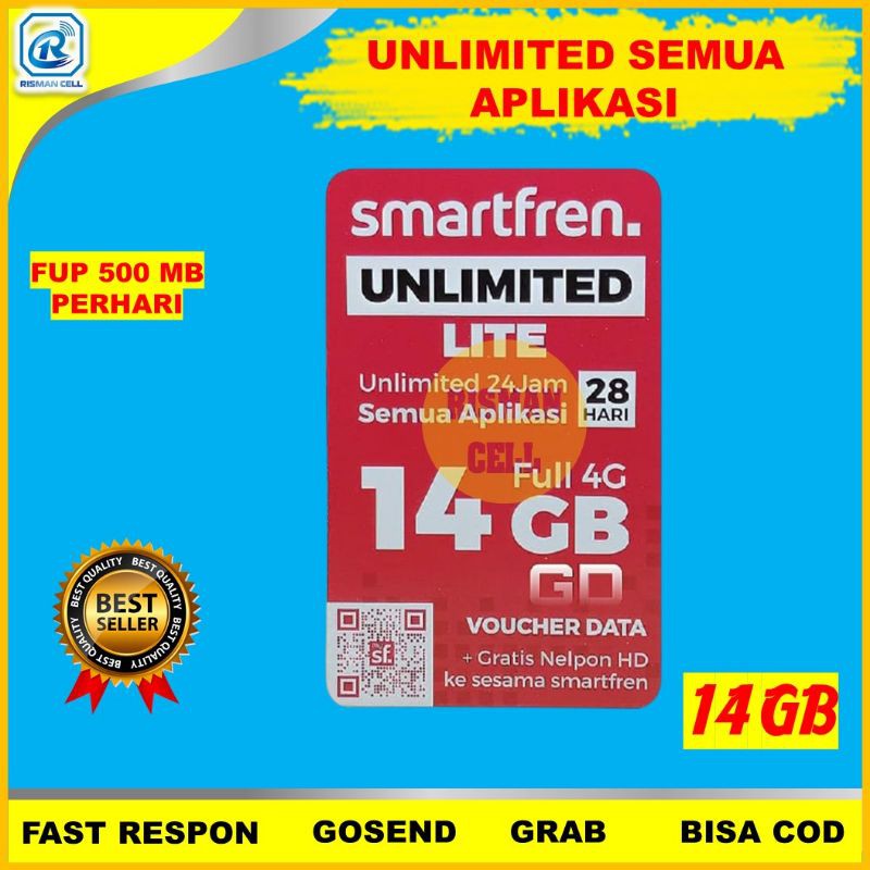 Voucher Cover Data Kouta Internet Smartfren Unlimited Lite 14gb 500mb Perhari Murah Cod Grosir