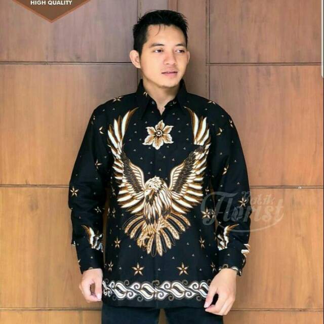 Khusyairi81  BATIK NAUFA KENCANA_Batik kemeja pria dewasa motif burung garuda