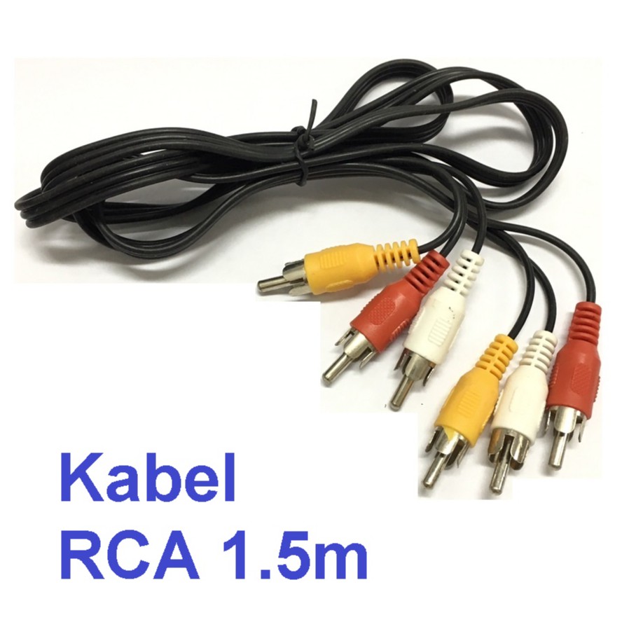Kabel Video Jack RCA DVD to TV 1.5m 3m 5m - AV konektor Audio Video cabang 3 ke 3 male cowo