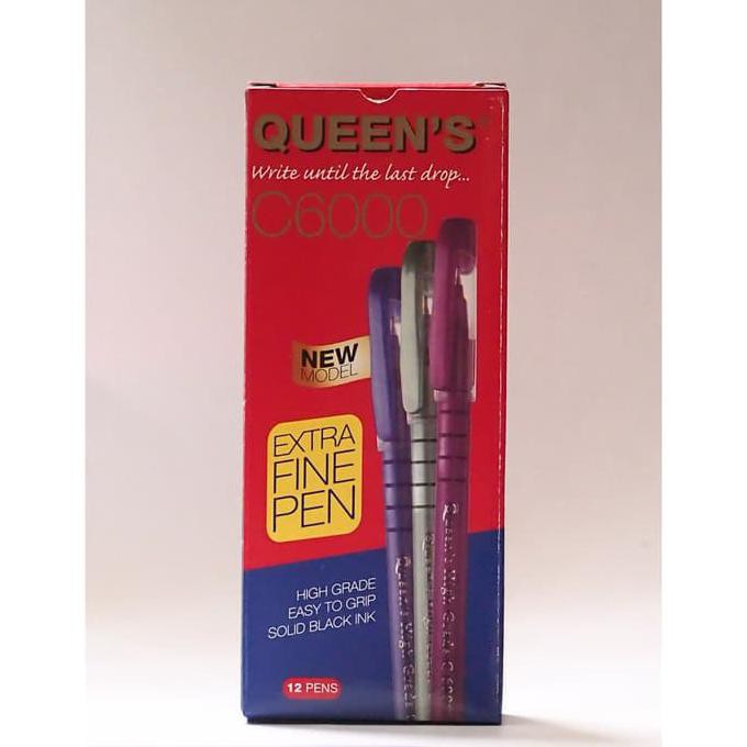 

Ballpoint /Pulpen Queen C6000 , 0.7mm isi 12 pcs- Black