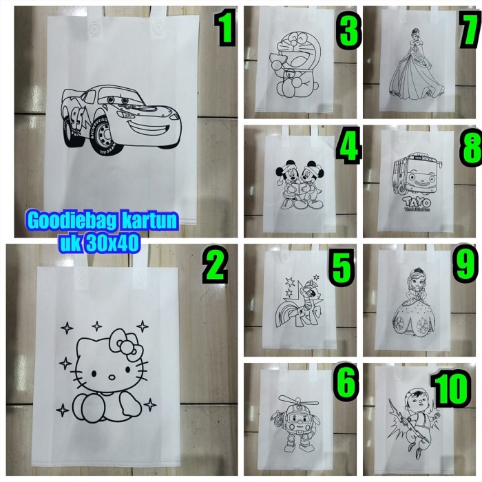 

✨ BISA COD ✨ Goodiebag uk 30x40 handle tali karakter lucu