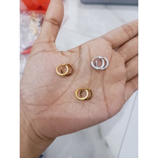 anting listring donat mp 1 baris/perak asli silver 925 lapis emas/perhiasan fashion wanita terbaru