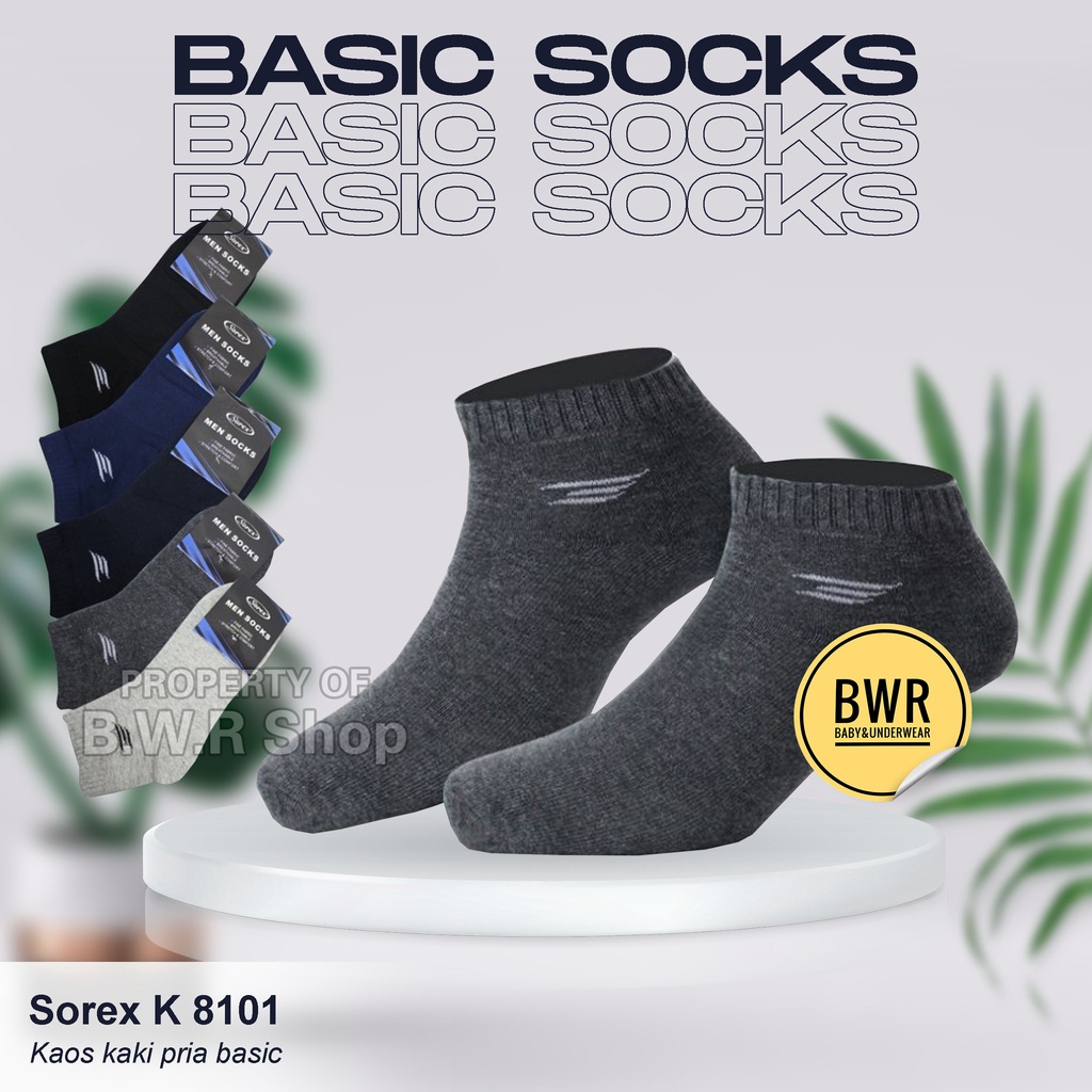 Kaos Kaki Pria Sorex K8101 Basic Socks / Kaos Kaki Laki Laki Kerja Kantor  K 8101 Pendek Mata Kaki | Bwr