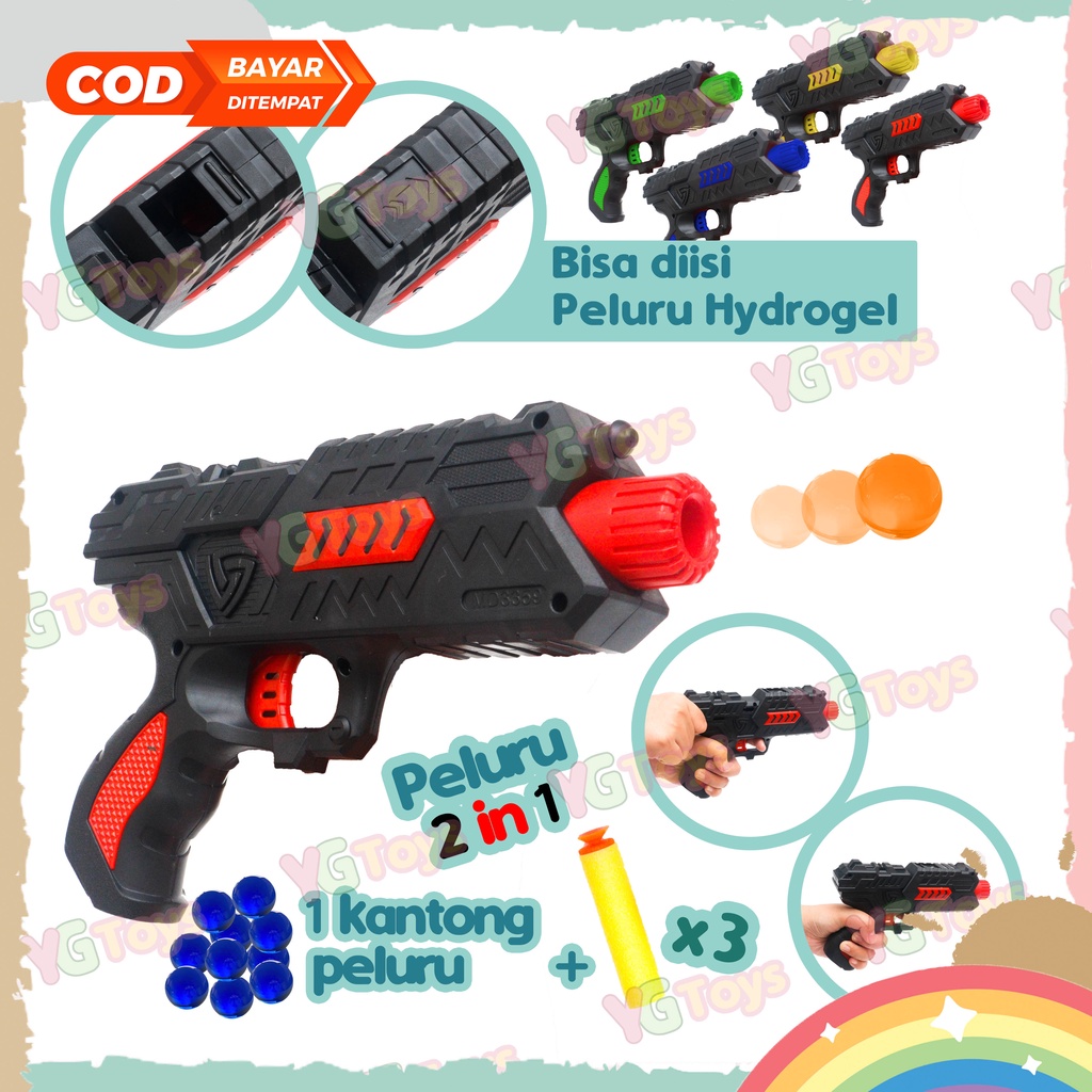 YGtoys Mainan Pistol Anak Peluru Busa Kokang Tembakan Anak Laki Laki Sniper Gun 2in1