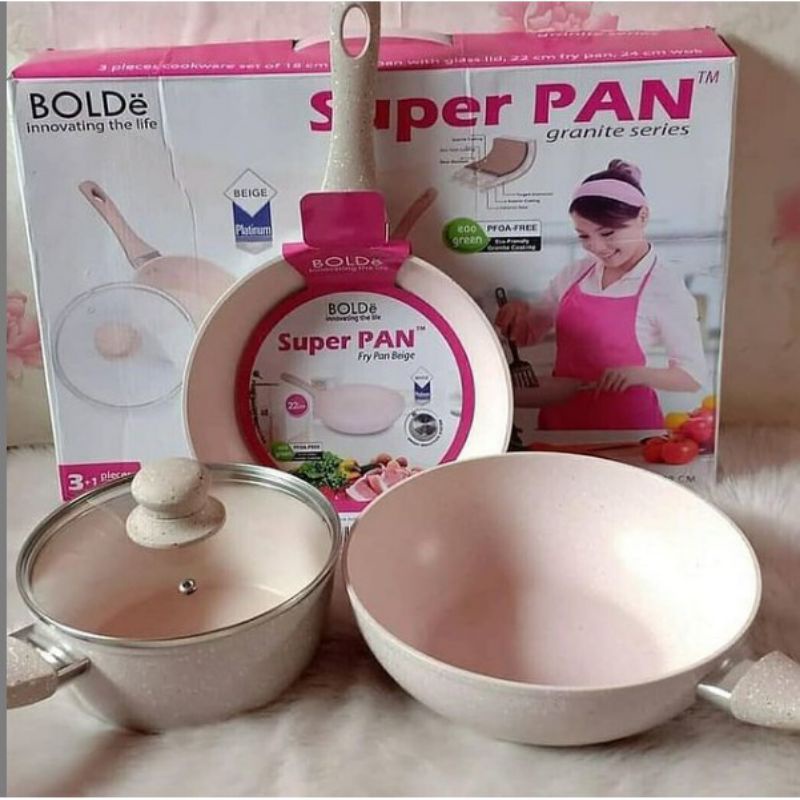 Super PAN original BOLDe ( 3 + 1 pcs Panci Keramik berkualitas Tinggi)