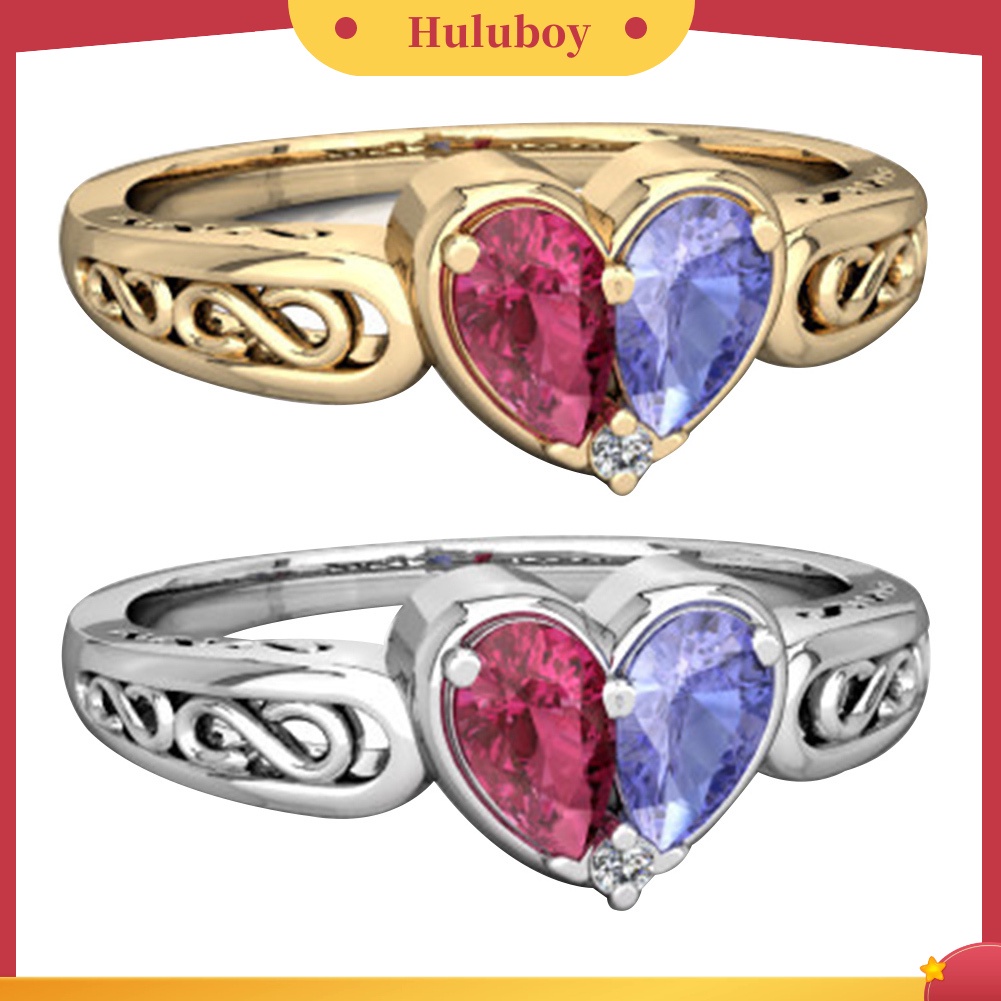 Hu Hu Hu Hu Hu Alat Bantu Pasang Kacamata♡ Cincin Wanita Hias Ruby Amethyst Imitasi Bentuk Hati Untuk Pernikahanhadiah Valentine