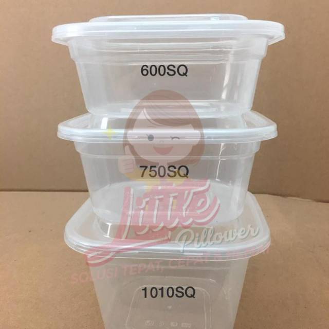 (ISI 50PCS - SQ750ML) Lunch Box Thinwall Square 750ml ISI 50pcs/ Kotak Makan Plastik